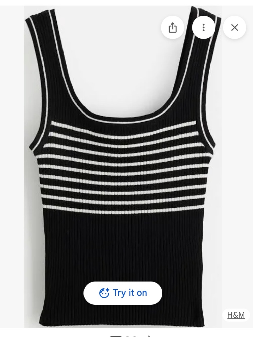 H&M Black and White Striped Ribbed Tank Top